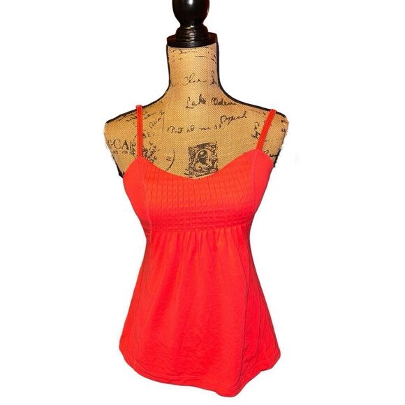 Lululemon Dance Fouette Tank Top Activewear Yoga Smocked Red Orange Size 4 - Picture 2 of 5